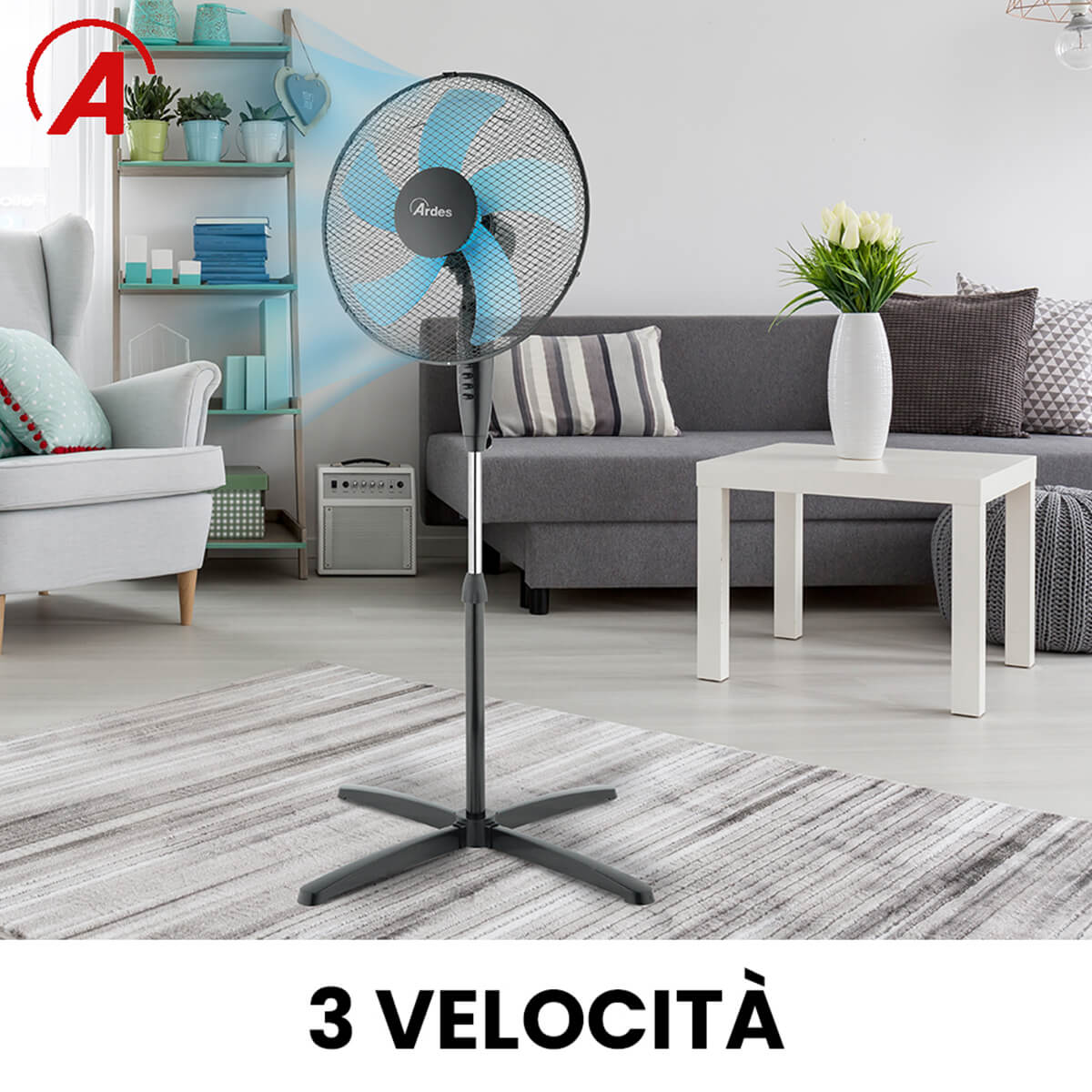 ARDES - AR5EA40 Ardes-tafelventilator, 40 cm, 3 vleugels, oscillerend, met verstelbare hellingshoek, Ardes-ventilator, 3 snelheden, stil, model Easy40, wit ARDES - AR5EA40 Ardes-tafelventilator, 40 cm, 3 vleugels, oscillerend, met verstelbare hellingshoek, Ardes-ventilator, 3 snelheden, stil, model Easy40, wit
